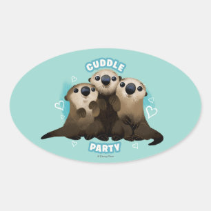 Finding Dory Otters   Cuddle Party Oval Sticker