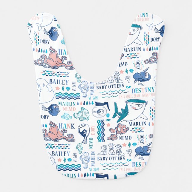 Finding Dory Pastel Pattern Baby Bib (Front)