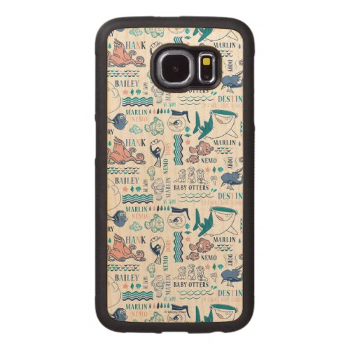 Finding Dory Pastel Pattern Carved Wood Samsung Galaxy S6 Case