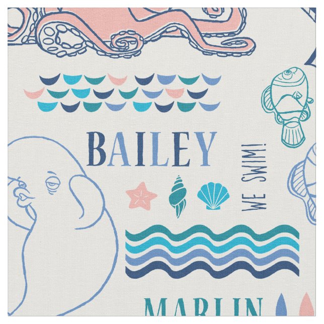 Finding Dory Pastel Pattern Fabric (Close Up)