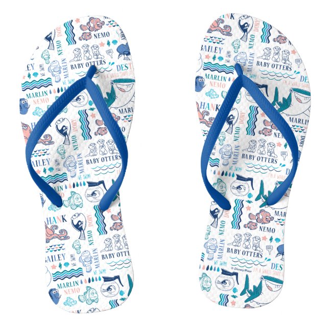 Finding Dory Pastel Pattern Flip Flops (Footbed)