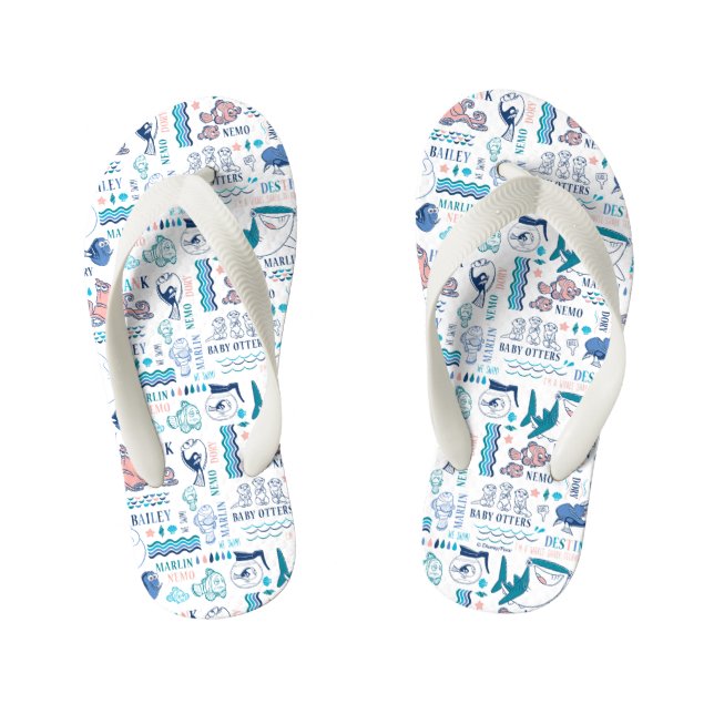 Finding Dory Pastel Pattern Kid's Flip Flops (Footbed)