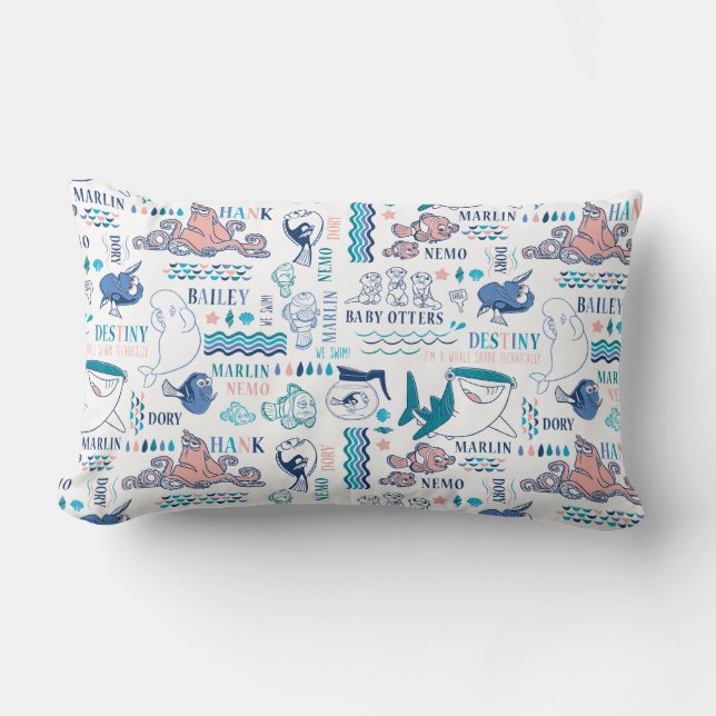 Finding Dory Pastel Pattern Lumbar Pillow (Front)