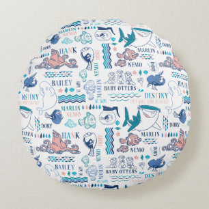 Finding Dory Pastel Pattern Round Pillow