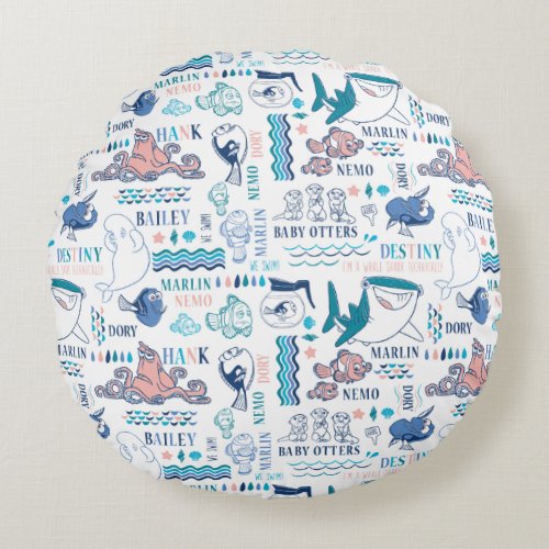 Finding Dory Pastel Pattern Round Pillow