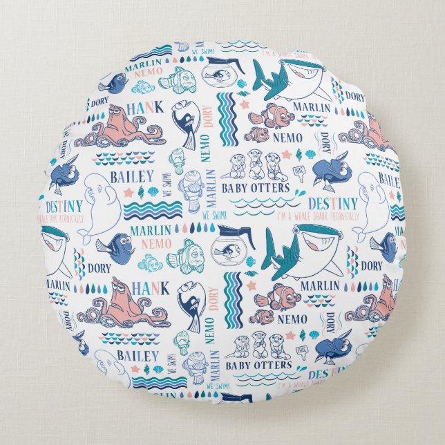 Finding Dory Pastel Pattern Round Pillow (Front)