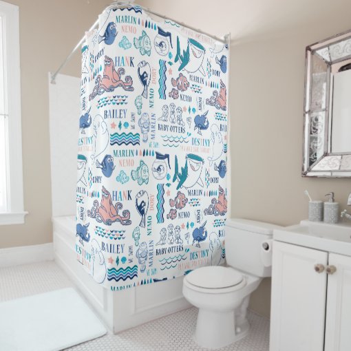 Finding Dory Pastel Pattern Shower Curtain Zazzle