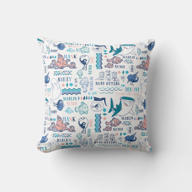 Finding Dory Pastel Pattern Throw Pillow (Front)