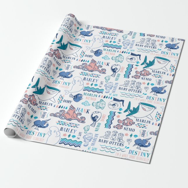 Finding Dory Pastel Pattern Wrapping Paper (Unrolled)
