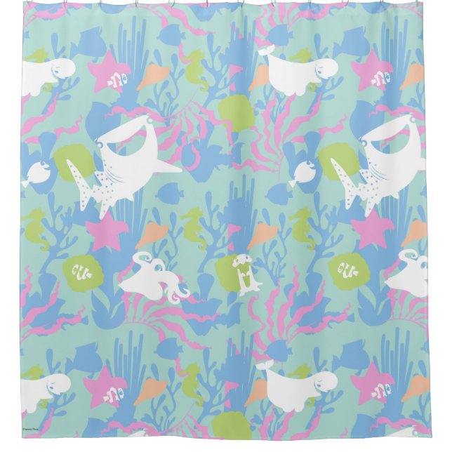 Finding Dory Pastel Sea Pattern Shower Curtain (Front)
