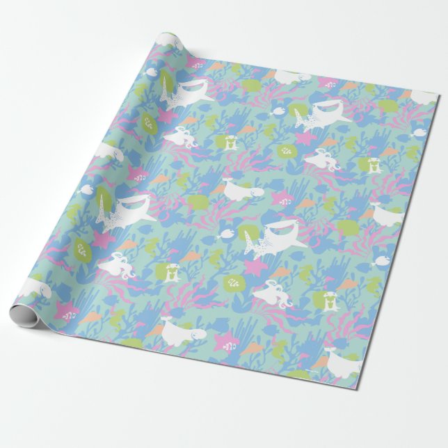 Finding Dory Pastel Sea Pattern Wrapping Paper (Unrolled)