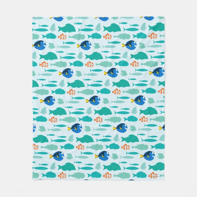 Finding Dory Silhouette Pattern Fleece Blanket (Front)