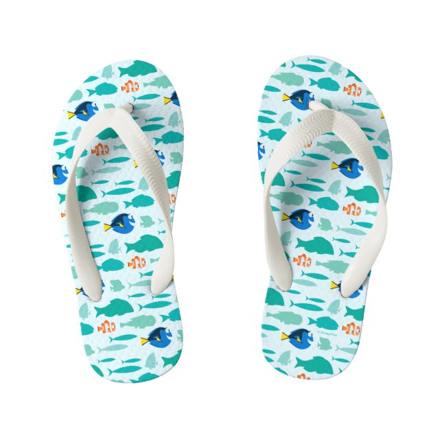 Finding Dory Silhouette Pattern Kid's Flip Flops (Footbed)