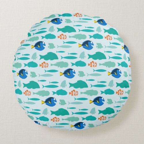 Finding Dory Silhouette Pattern Round Pillow