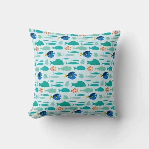 Finding Dory Silhouette Pattern Throw Pillow