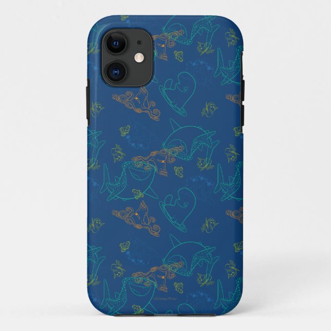 Finding Dory Sketch Navy Pattern Case-Mate iPhone Case (Back)