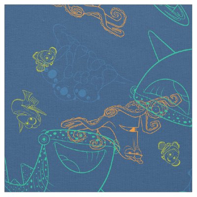 Finding Dory Sketch Navy Pattern Fabric