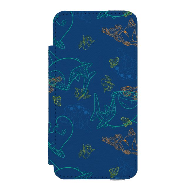 Finding Dory Sketch Navy Pattern Incipio iPhone Wallet Case (Folio Front)