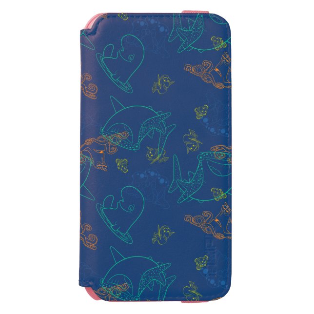 Finding Dory Sketch Navy Pattern Incipio iPhone Wallet Case (Folio Front)