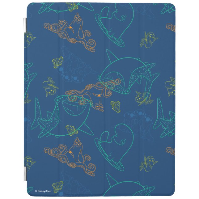 Finding Dory Sketch Navy Pattern iPad Smart Cover (Front)