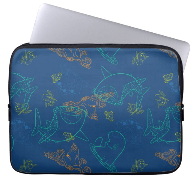 Finding Dory Sketch Navy Pattern Laptop Sleeve (Front)