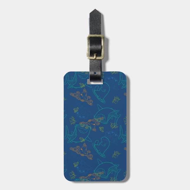 Finding Dory Sketch Navy Pattern Luggage Tag (Front Vertical)