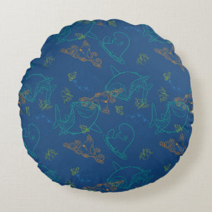 Finding Dory Sketch Navy Pattern Round Pillow