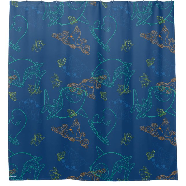 Finding Dory Sketch Navy Pattern Shower Curtain (Front)