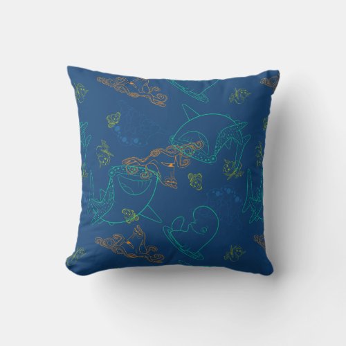 Finding Dory Sketch Navy Pattern Throw Pillow