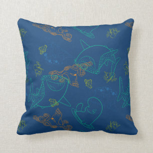 Finding Dory Sketch Navy Pattern Throw Pillow