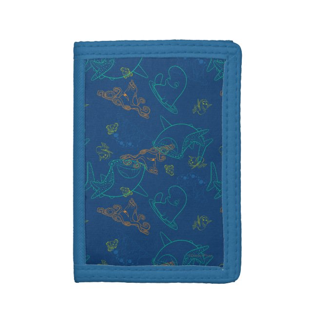 Finding Dory Sketch Navy Pattern Tri-fold Wallet (Front Vertical)