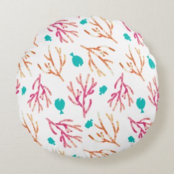 Finding Dory Watercolor Coral Pattern Round Pillow by FindingDory at Zazzle