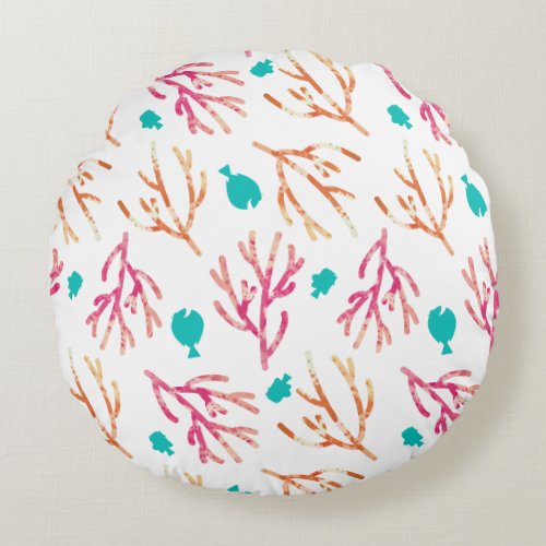 Finding Dory Watercolor Coral Pattern Round Pillow