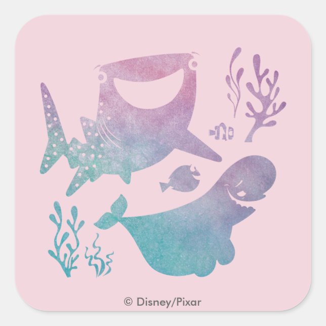 Finding Dory Watercolor Graphic Square Sticker (Front)