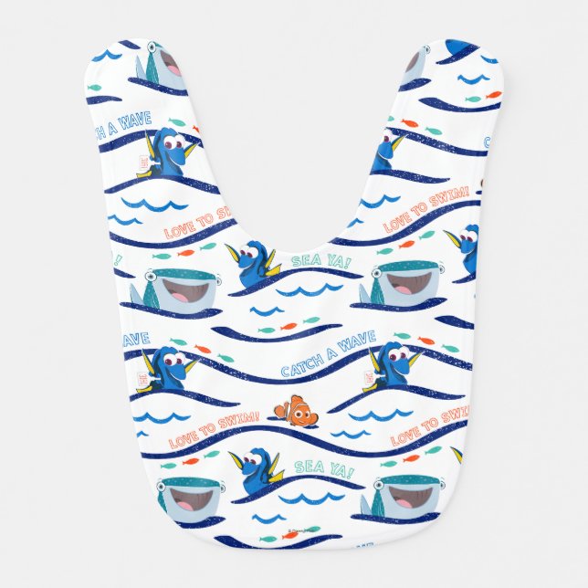 Finding Dory Wave Pattern Baby Bib (Front)