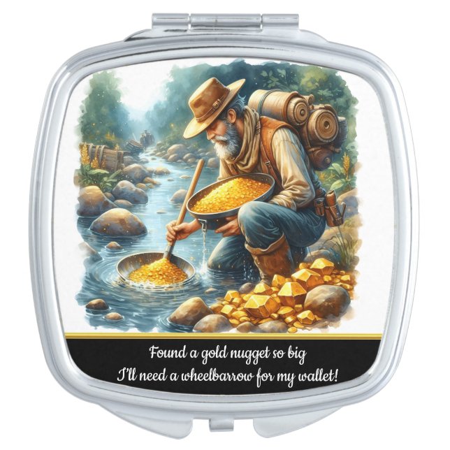 Finding gold by a peaceful river compact mirror (Front)