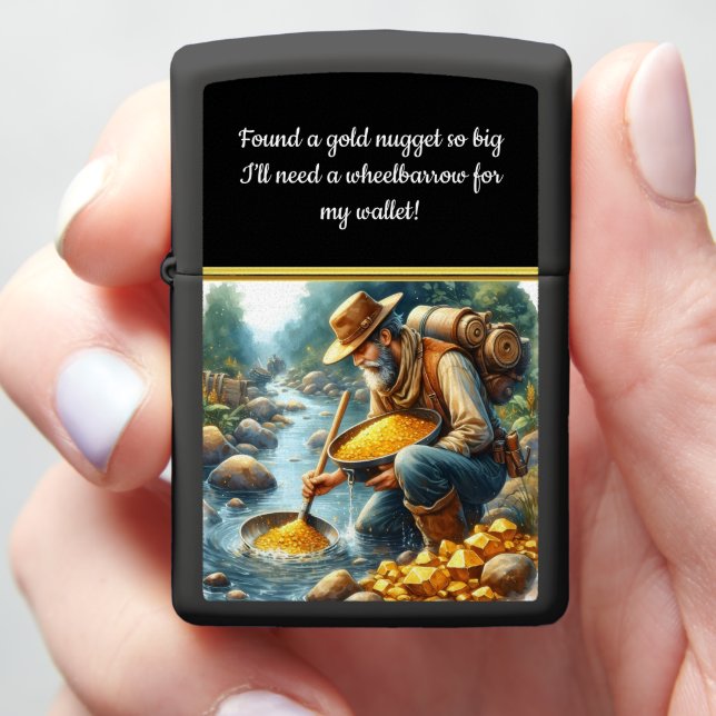 Finding gold by a peaceful river zippo lighter (In Hand)