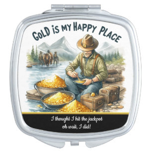 Finding joy in the river while panning for gold compact mirror