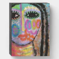 Abstract Acrylic Portrait of a Woman Painted on OSB Board Original Abstract Art authentic