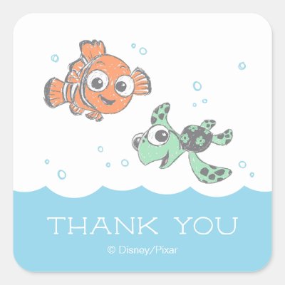 Finding Nemo and Squirt Baby Shower Thank You Square Sticker