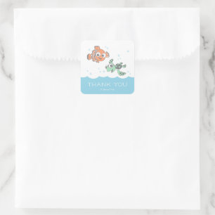 Finding Nemo and Squirt Birthday Thank You Square Sticker