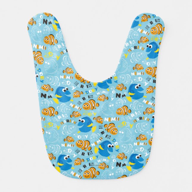 Finding Nemo | Dory and Nemo Pattern Baby Bib (Front)