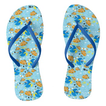 Finding Nemo | Dory And Nemo Pattern Flip Flops by FindingDory at Zazzle