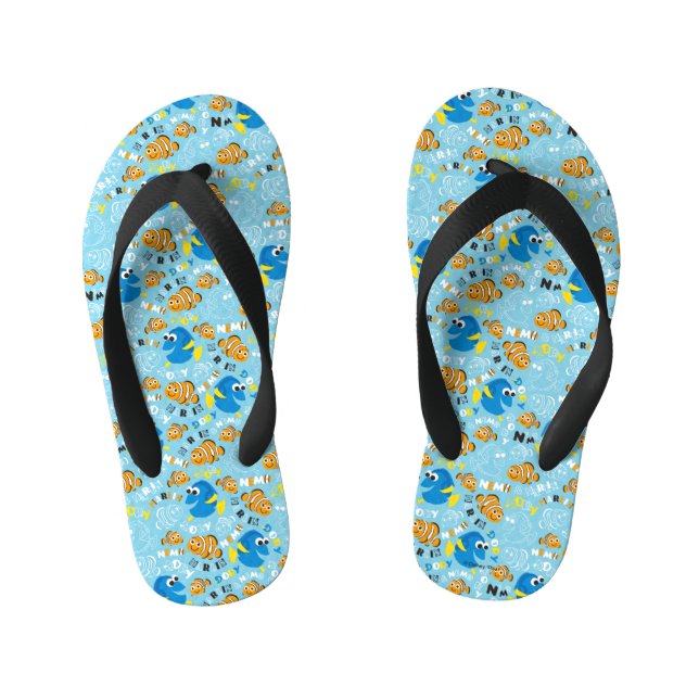 Finding Nemo | Dory and Nemo Pattern Kid's Flip Flops (Footbed)