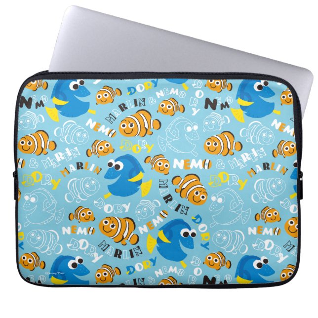 Finding Nemo | Dory and Nemo Pattern Laptop Sleeve (Front)
