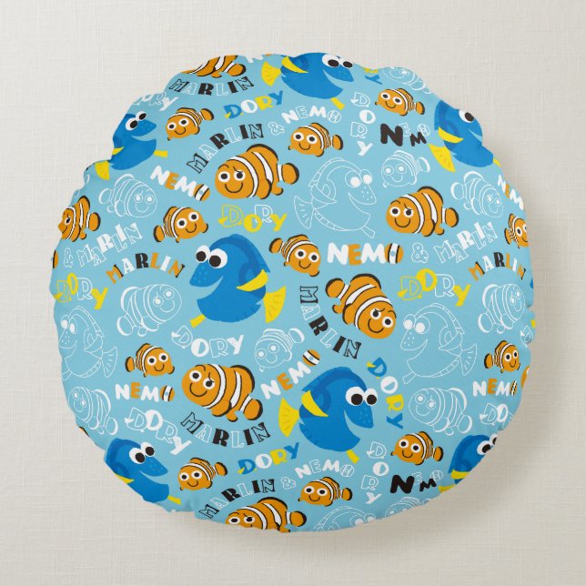 Finding Nemo | Dory and Nemo Pattern Round Pillow (Front)