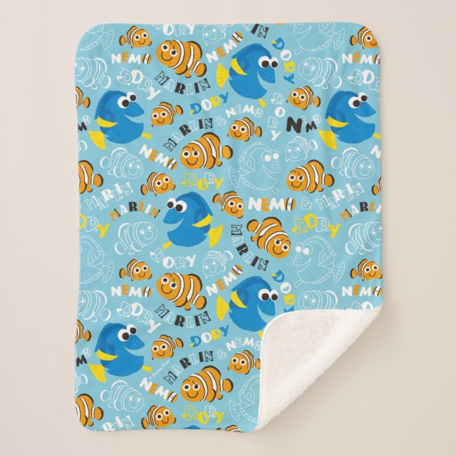 Finding Nemo | Dory and Nemo Pattern Sherpa Blanket (Front)