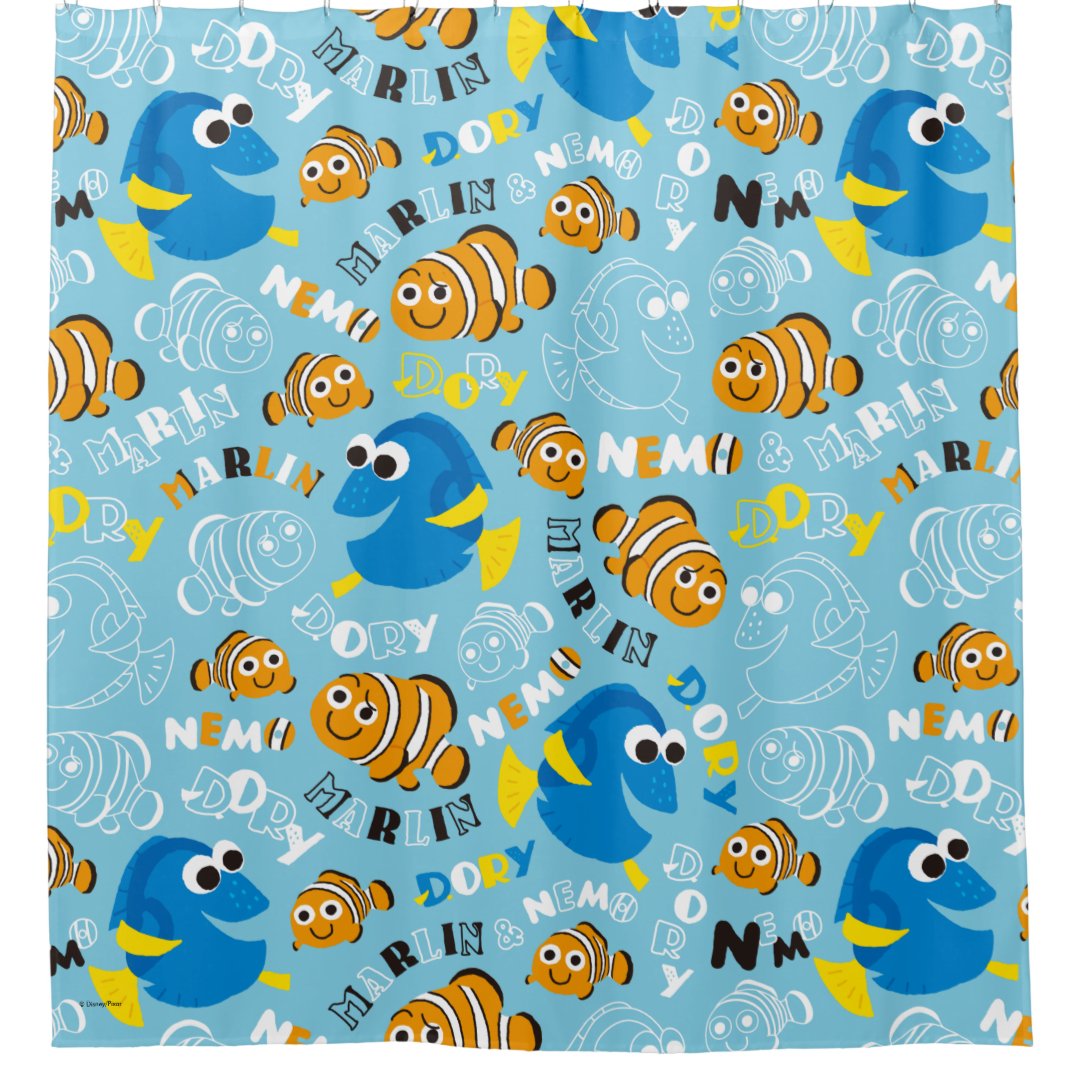 Finding Nemo Dory and Nemo Pattern Shower Curtain Zazzle