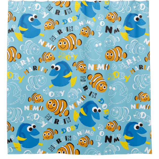 Finding Nemo | Dory and Nemo Pattern Shower Curtain (Front)