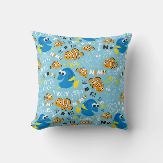 Finding Nemo | Dory and Nemo Pattern Throw Pillow (Front)